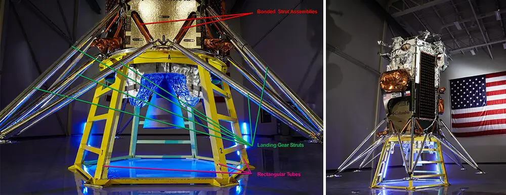 IM-1 Lunar Lander Odysseus with RWC Struts and Assemblies (Odysseus images courtesy Intuitive Machines - Nick Rios)