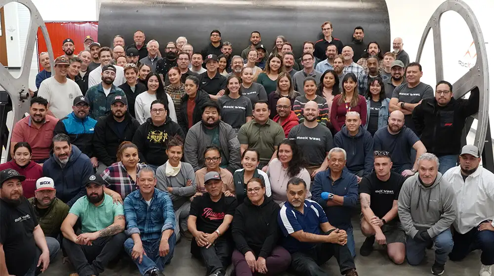 The Rock West team posing in front of the completed hardware the day before it was shipped