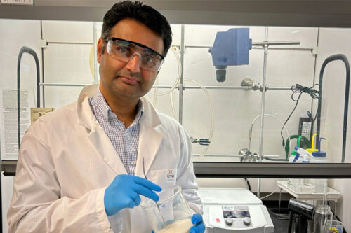 Dr. Rashid Nazir speaks to the development of this new version of BondLynx BXW-202. Photo credit: XlynX Materials