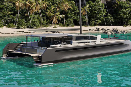 Cure Marine's new 70-foot all-carbon fibre catamaran has embarked on her maiden journey