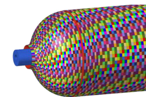 Pressure vessel FEM model - fiber layup sections